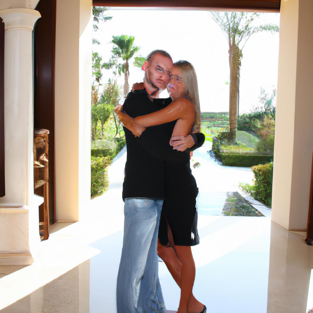 Couple embracing in luxurious villa